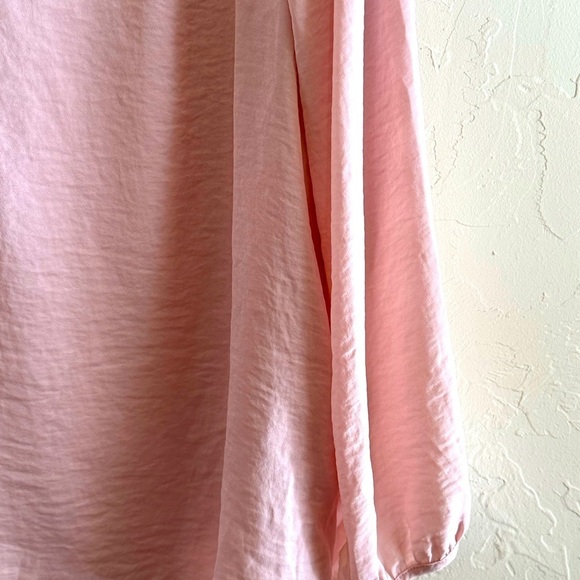 Old Navy Blush Pink V Neck Peasant Boho Long Sleeve Poet Blouse Sz L - Picture 2 of 9